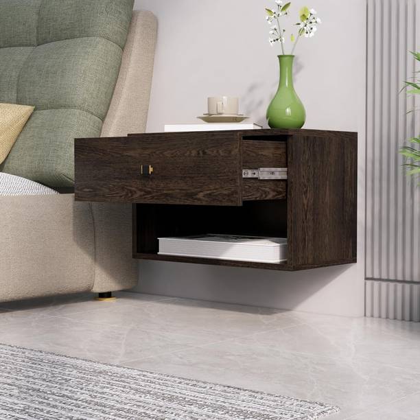 Hexa Red Bed Side Table with 1-Drawer, Nightstand, Bedrooms, Storage Cabinet Engineered Wood Bedside Table