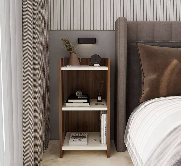 URBAN KHAATI Multipurpose Wooden Side Table | Storage & Bookshelf Organizer for Home & Office Engineered Wood Corner Table