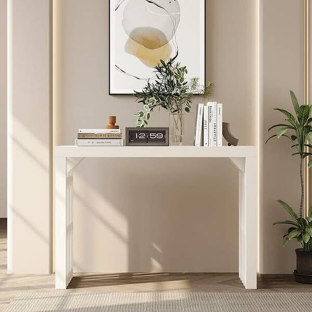 NG Decor 48" Narrow Wooden Entryway Table with Modern White Waterfall Console Table Engineered Wood Side Table