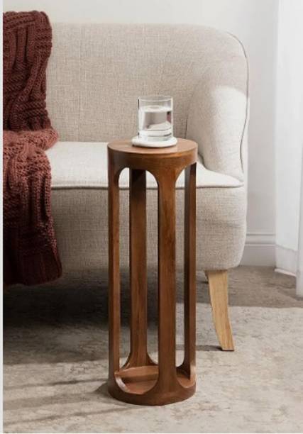 Mark Wood Round long side table Living Room Plant Stand or Small Nightstand, Solid Wood Side Table
