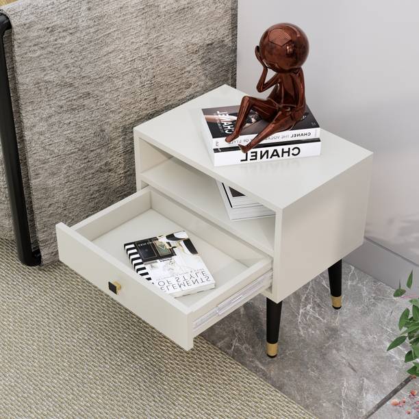 Hexa Red Bed Side Table with 1-Drawer, Nightstand, Bedrooms, Storage Cabinet Engineered Wood Bedside Table