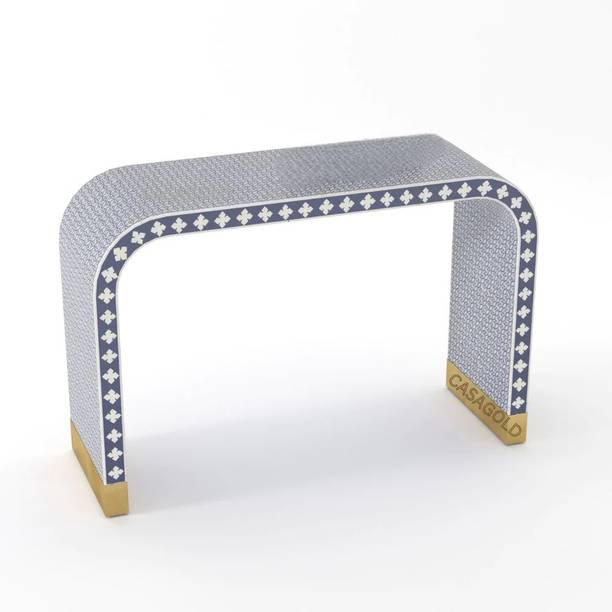 JODHA Bone Inlay Geometric Floral Solid Wood Console Ta...