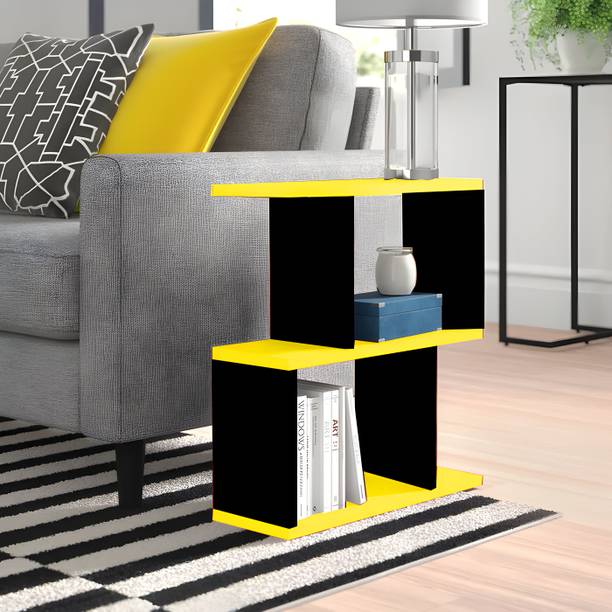 Artival Crafts Engineered Wood S Shape Bedside Table, NightStand (Blue & Black) Engineered Wood Bedside Table