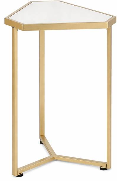 ANGEL HANDICRAFTS Side Console Table with White Marble for Living Room, Bedroom Metal Console Table