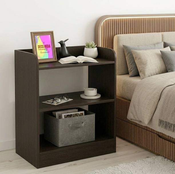 Deco India Side Table for bedroom with storage Engineered Wood Bedside Table