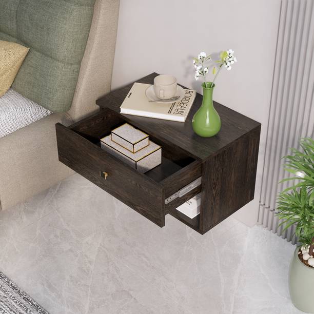 Hexa Red Bed Side Table with 1-Drawer, Nightstand, Bedrooms, Storage Cabinet Engineered Wood Bedside Table