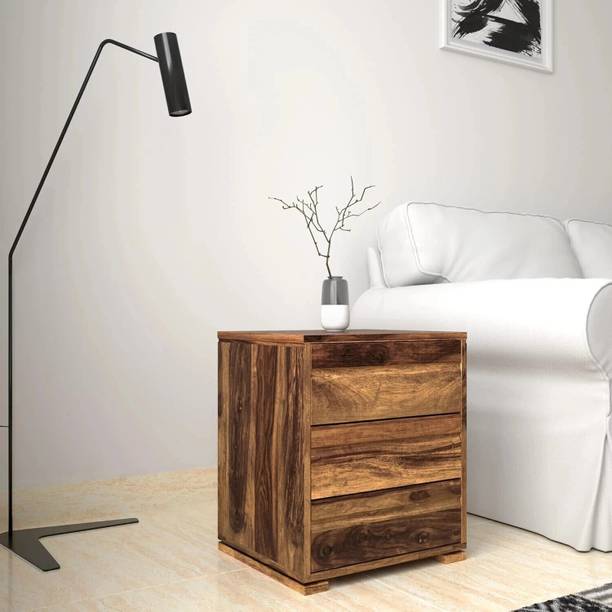 Rajgharana Premium Sheesham Wooden Bedside Table with 3 Drawer For bedroom/LivingRoom Solid Wood Bedside Table