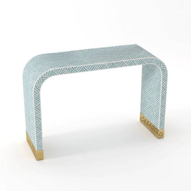 JODHA Bone Inlay Geometric Stripes Solid Wood Console T...
