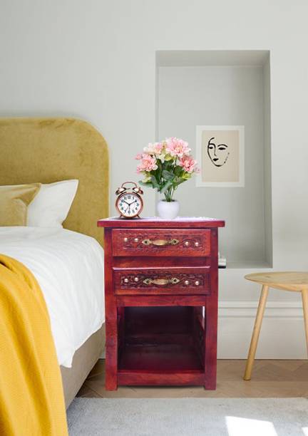 Fabwud Fabwud Bedside Table With Drawer & Storage Solid Wood Bedside Table