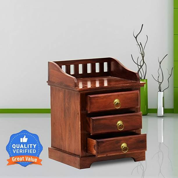LOONART Solid Sheesham Wood / Rose Wood Bed Side table For Living Room / Bed Room. Solid Wood Bedside Table