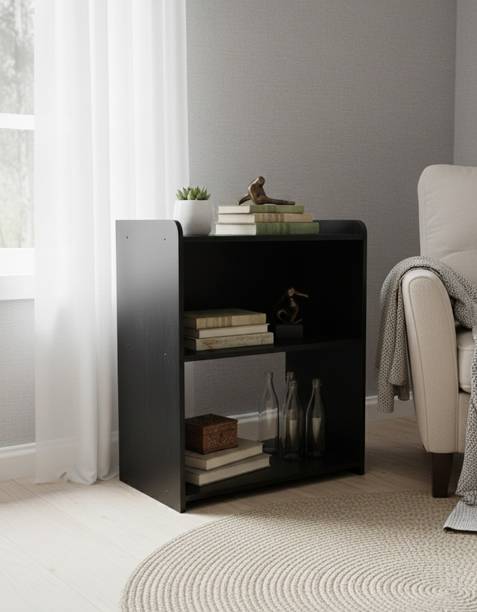 NIVANYA DECOR Premium MDF Bedside Storage Rack with Open Shelves | Book Holder, Display Stand Engineered Wood Bedside Table