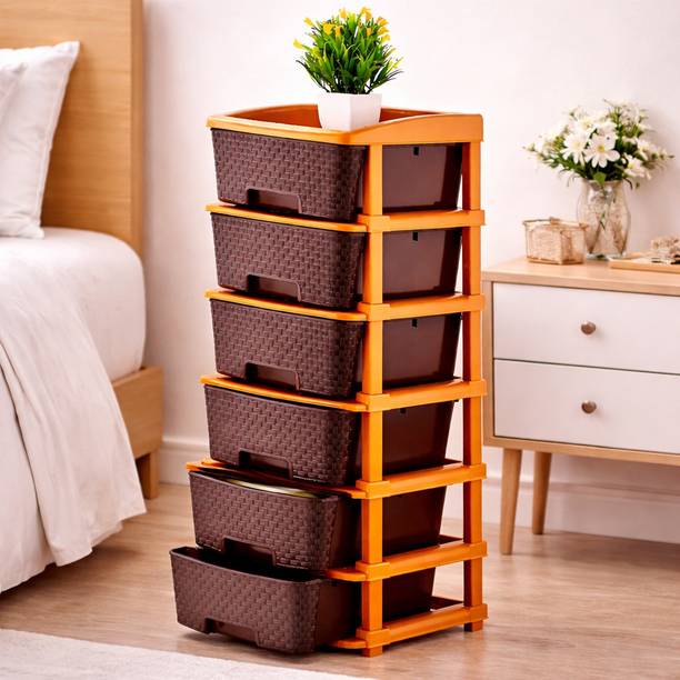 Vallaree 6 Layer Bed Side Table Storage Organizer Multipurpose Plastic Bedside Table