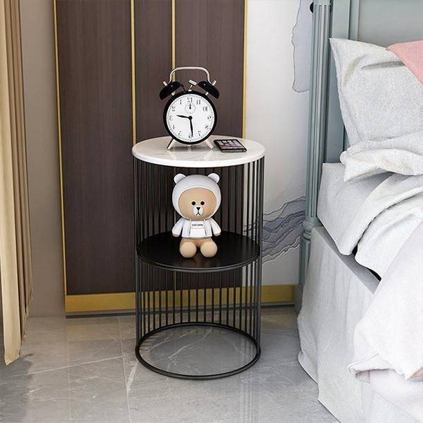 Smarts collection Side Table, End Tables Corner Table Living Room(Black-White) Metal Side Table