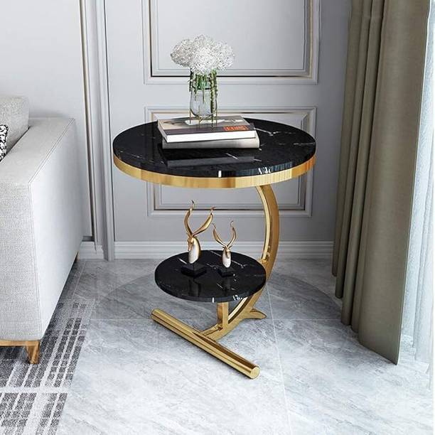 Nest Nature Haven Wood 2 Tier Round Coffee Table Nightstand Bedside Telephone Table With Storage Steel Side Table