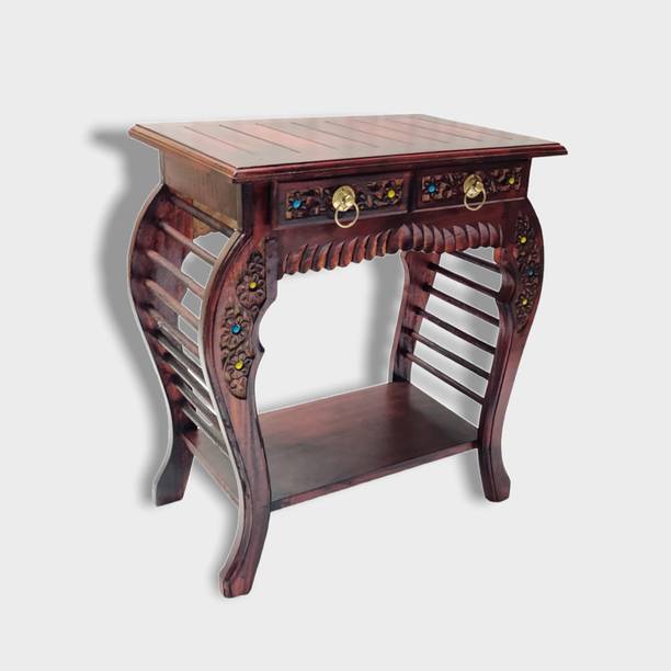 manzees Wooden Rosewood Bedside Table with Draw | Side Table with 2 Drawers |Side Table Solid Wood Bedside Table