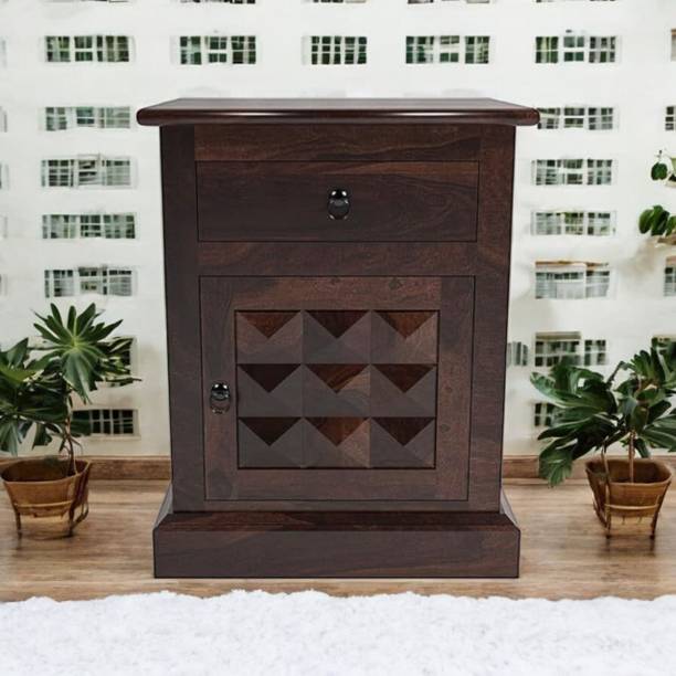 Rodiwal heesham Wood Diamond Bedside Table for Bedroom Solid Wood Bedside Table