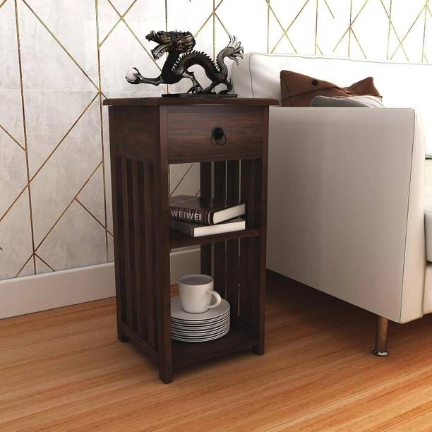 SAVITRIDECOR Solid Sheesham Wood Bedside Table with drawer & shelves | End table Wooden Solid Wood Bedside Table