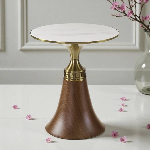 THE ATTIC The Attic Verona Marble Top End Table Stylish Decor Piece,Honey & Gold Metal End Table