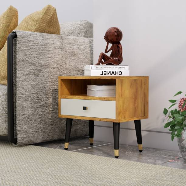 Hexa Red Bed Side Table with 1-Drawer, Nightstand, Bedrooms, Storage Cabinet Engineered Wood Bedside Table