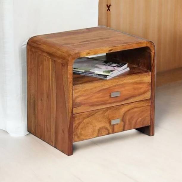 Rodiwal Sheesham Wood Furniture Bedside End Table with 2 Drawers Solid Wood Bedside Table