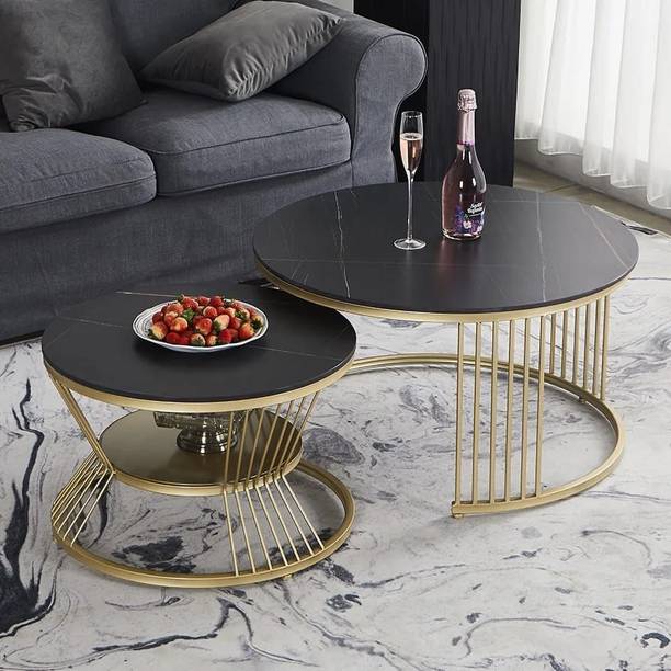 Unique Arts Shoppee Unique Arts Present Modern Nesting Side Table Set of 2 End Table for Living Room Metal Nesting Table