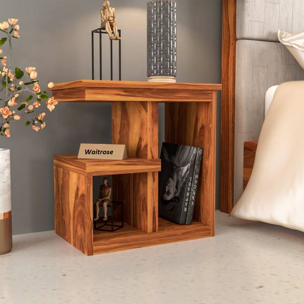 WAITROSE Sheesham Wooden Bedside Table for Bedroom | Rosewood Nightstand Lamp Holder Solid Wood Bedside Table