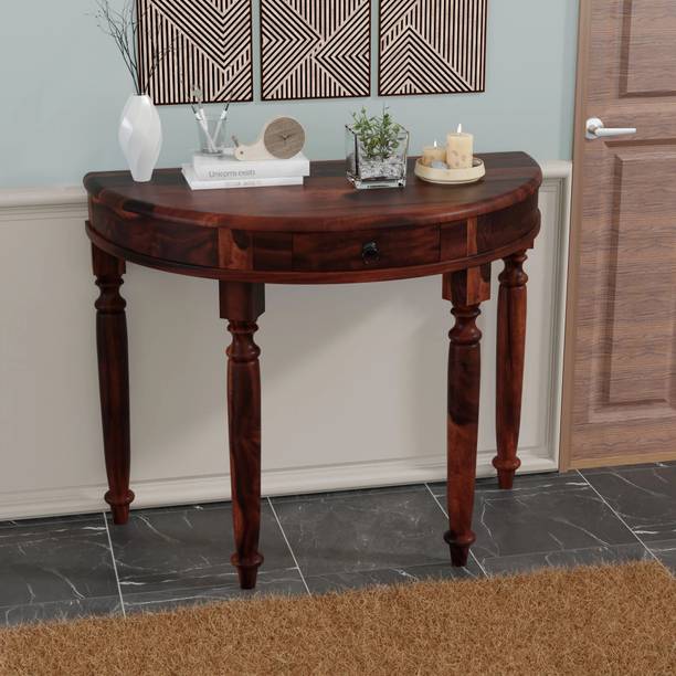 FURNISQUARE Console Table Wooden | Solid Wood Side Table with Storage for Living Room Solid Wood Console Table