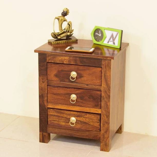 RJ kitchenware Store bedside table rosewood Wooden Bedside Table for Bedroom 3 Drawer Storage Solid Wood Bedside Table