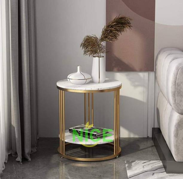 Gaxi Premium Gold Accent Table for Living & Bedroom Engineered Wood Console Table