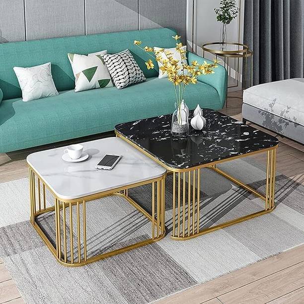 Nest Nature Haven Wood Metal Square Center Tables Coffee Table Set of 2 Cocktail Table Steel Side Table