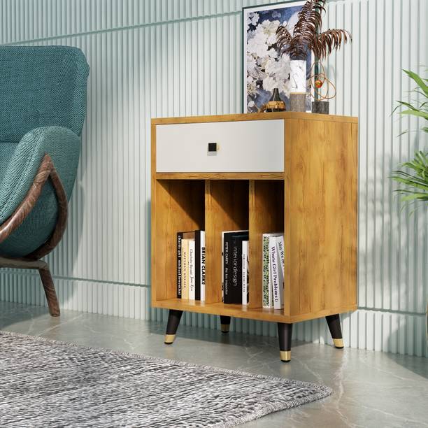 Hexa Red Bed Side Table with 1-Drawer, Nightstand, Bedrooms, Storage Cabinet Engineered Wood Bedside Table