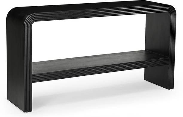 Fine Kraft INC Vintage Grace Solid Wood Lita Entryway Black Console Table for Living Room Solid Wood Console Table