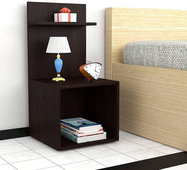 KAWACHI 2 Storage Shelf Side Table with Open Cabin Bedside Table Nightstand, End Table Engineered Wood Bedside Table