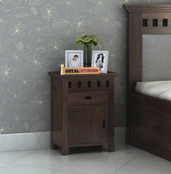GOYALINTERIOR Sheesham Wood Bedside Table For Bedroom/Wooden End/Nightstand Lamp Table Solid Wood Bedside Table