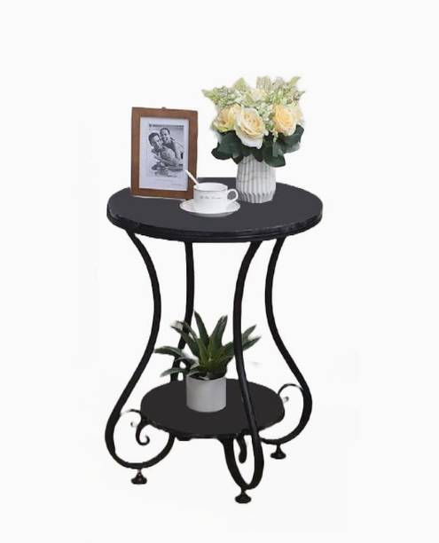 Unique Arts Shoppee Unique Arts Shoppee Round End Table with Wooden top, Sofa Side Table Metal Side Table