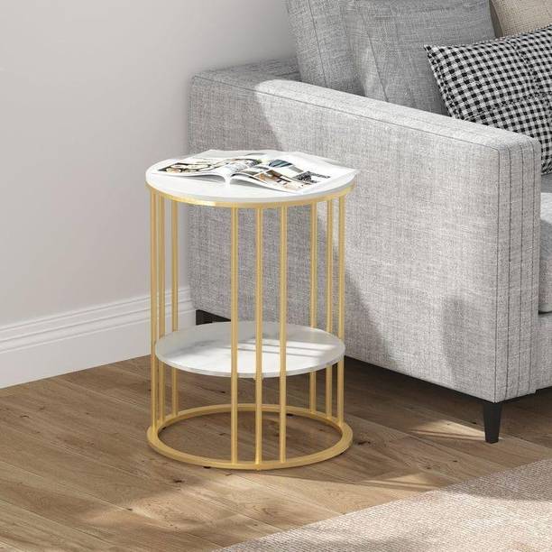 Gaxi Modern Nesting Side Table - Black/Gold Engineered Wood Console Table
