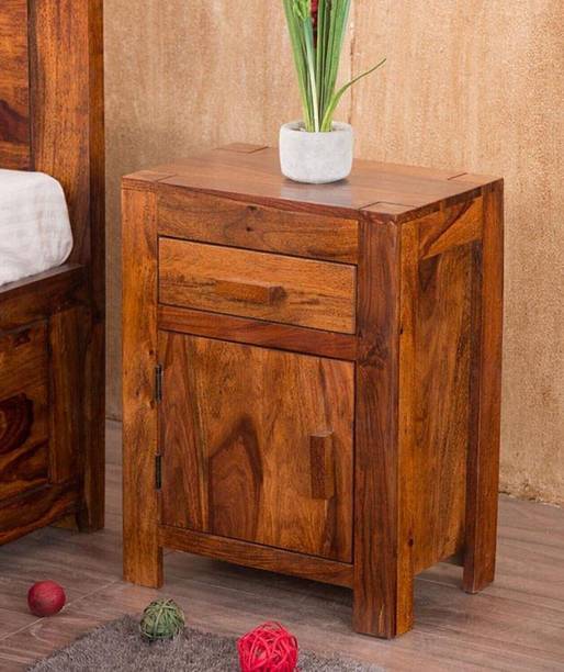 SAVITRIDECOR Solid Sheesham Wood Bedside Table with drawer & cabinet storage|End table Wooden Solid Wood Bedside Table