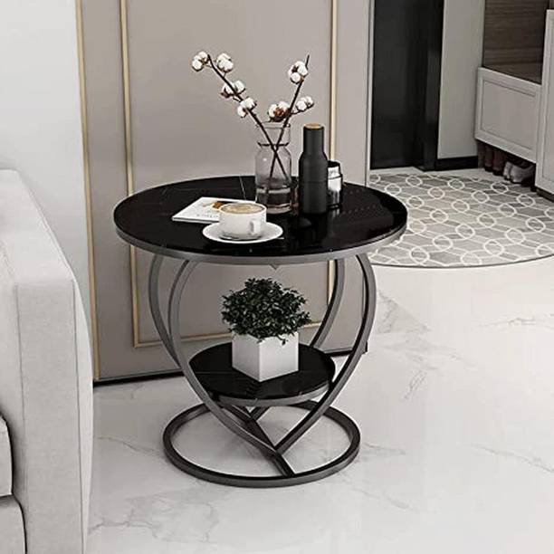 Unique Arts Shoppee Heart Shaped End Table,Round Coffee Table, with Storage Shelf,Strong Metal Frame Metal Side Table