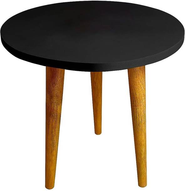 etiquette art Wooden Folding Table - Round Shape, Ideal for Living Room Engineered Wood End Table
