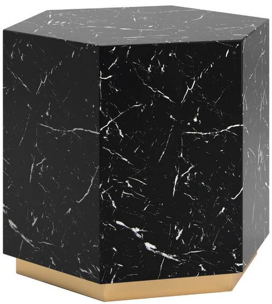 PAAMWOOD Modern Sofa/Bed Side Table with Golden Acrylic Base & White Laminate Finish Solid Wood Bedside Table