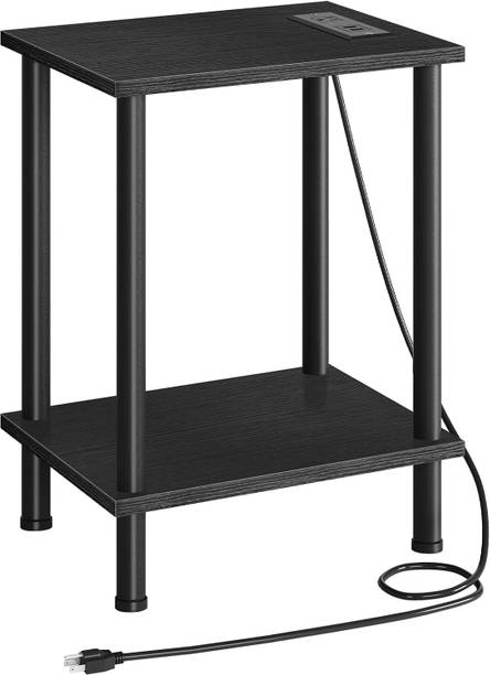 MTANK MTANK Black End Table with Charging Station, Nightstand with Storage Shelf| Engineered Wood Side Table