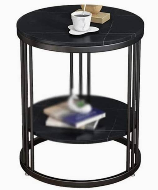 BESTQUALITY Round Coffee and Side Accent End Table for Living Room Engineered Wood Side Table