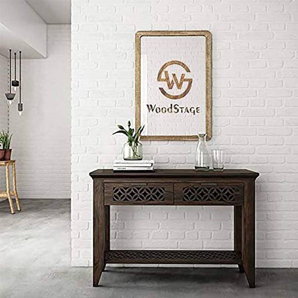 WOODSTAGE Sheesham Wood Console Tables with 2 Drawer and 1 Bottom Shelf Storage Solid Wood Console Table