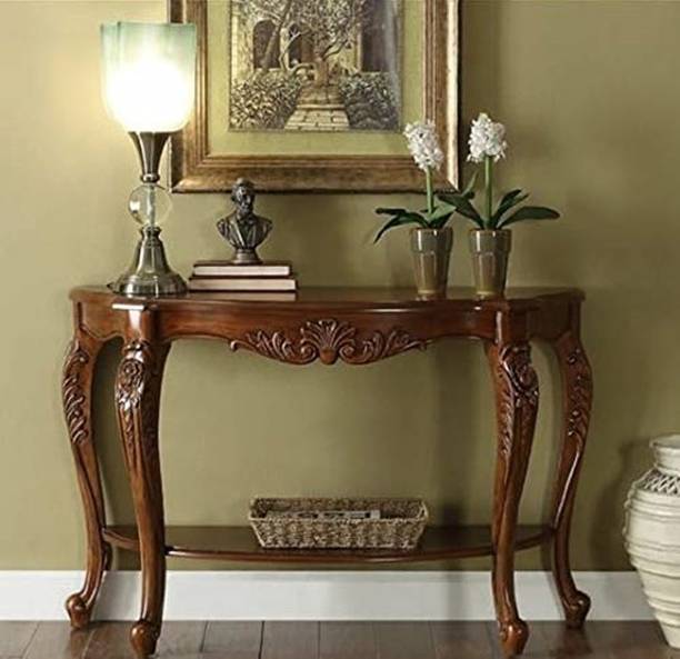 FURNISQUARE Premium Solid Wood Console Table - Modern Wooden Side