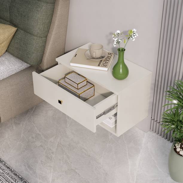 Hexa Red Bed Side Table with 1-Drawer, Nightstand, Bedrooms, Storage Cabinet Engineered Wood Bedside Table