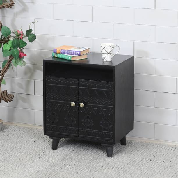 Aadhar Side table for bedroom| Bed side table|Night Stand Table | Walnut Finish. Solid Wood Bedside Table