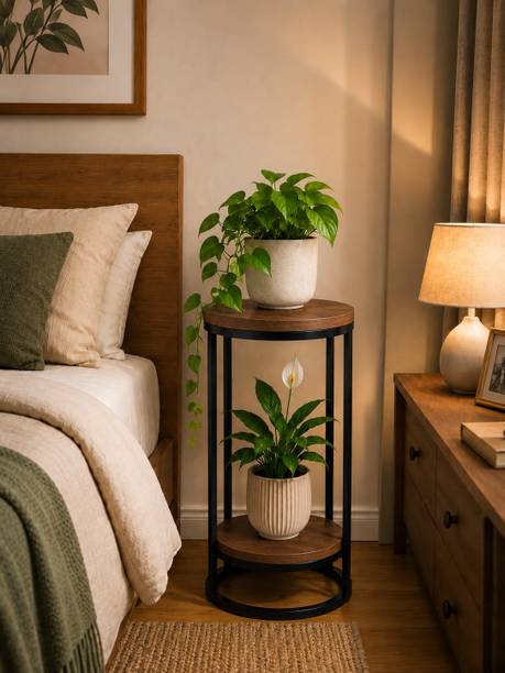 Ereteken ART 2-Tier End Tables, Modern Faux Marble Top Bedside Table End Table Metal Side Table