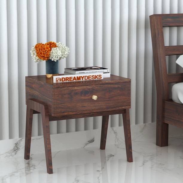 Dreamydesks Solid Wood Bedside Table with Drawer for Bedroom Solid Wood Bedside Table