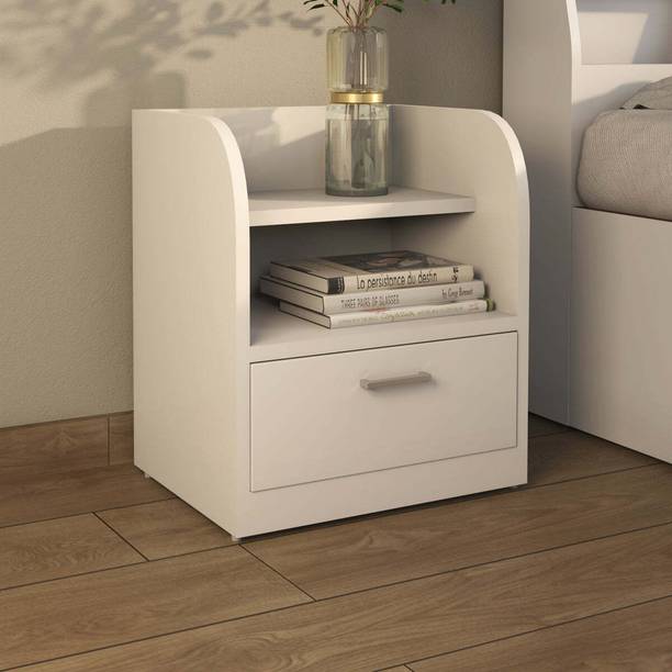 Nilkamal Max with 1 Drawer and 1 Shelf | Night Stand | Bedside Table | Engineered Wood Side Table