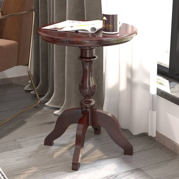 WoodenTwist Teak Wood Round Carved Table Corner Side Table Solid Wood Side Table